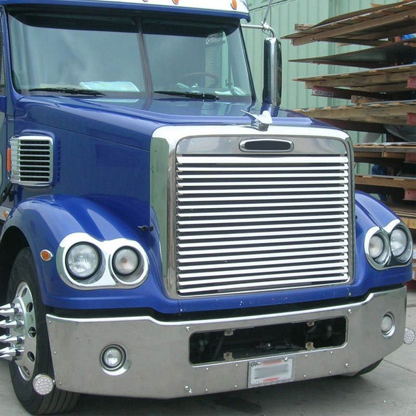 Freightliner Coronado Stainless Steel Hood Grill Insert On Blue Truck