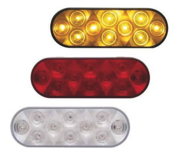 10 LED Oval STT And PTC Light Amber Red and Clear Amber