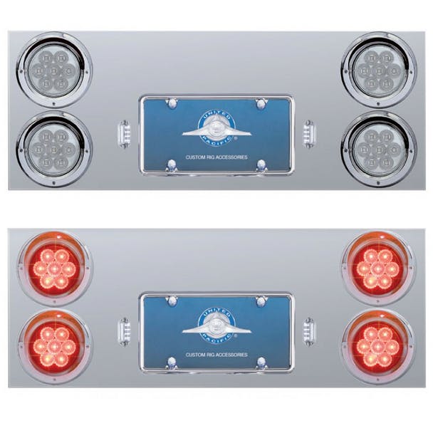 Stainless Steel Rear Center Panel With 4" Round LEDs & License LED