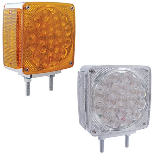 45 LED Square Double Face Turn Signal Light With Side LED - Amber And Clear