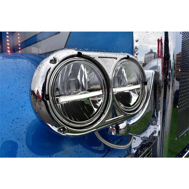 Peterbilt 379 359 Pete Style Round Headlight Set Chrome Classic