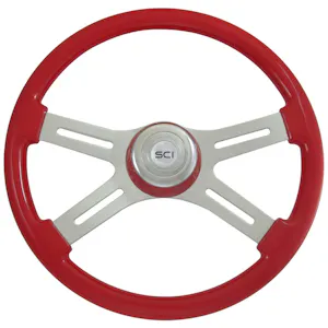 16 Inch Chrome Steering Wheel With Blue Vinyl Grip - 5-Hole, For Semi Trucks & Customs