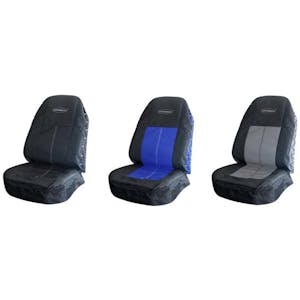 Prime TC200 Series Air Ride Suspension Genuine Black Leather & Grey Cloth  Truck Seat With Arm Rests