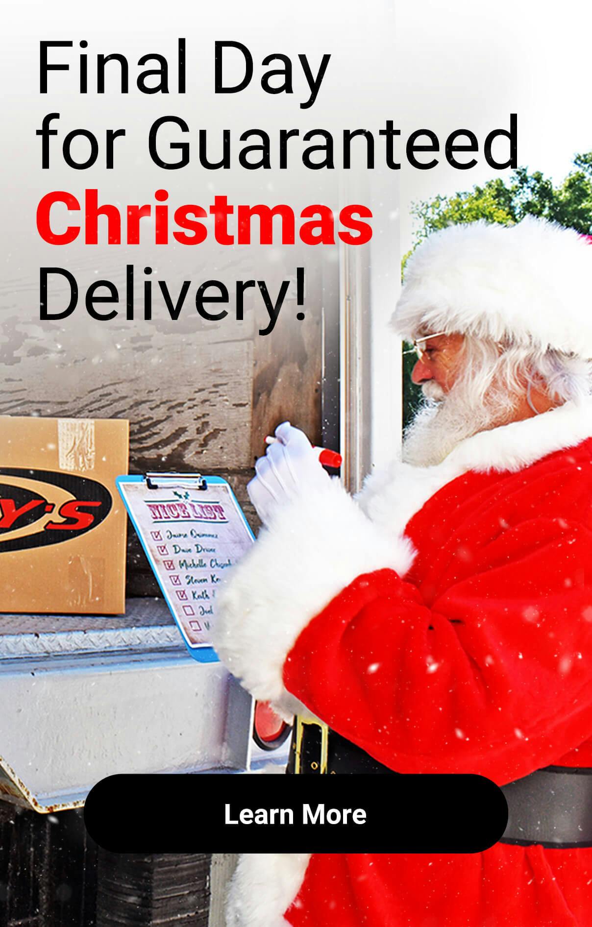 Final Day for Guaranteed Christmas Delivery - Learn More
