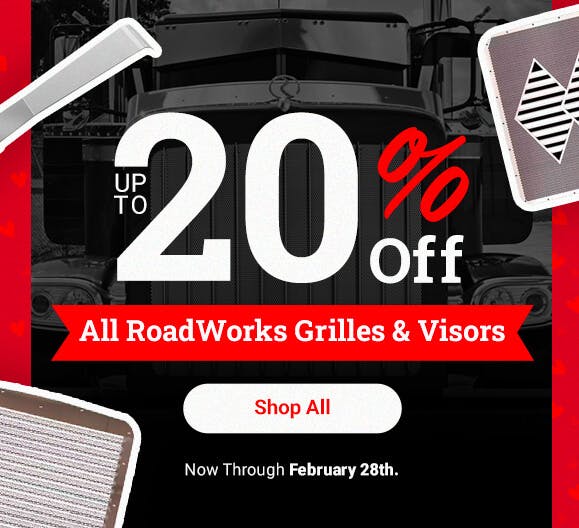 Save up to 20% Off Roadworks Grilles and Visors