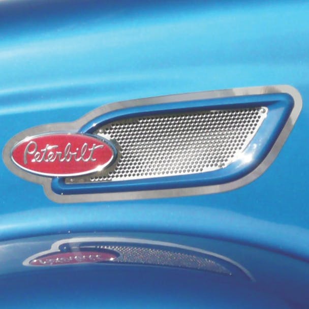 Peterbilt 384 & 386 Replacement Intake Screen With 1/4" Circle Holes On Blue Truck