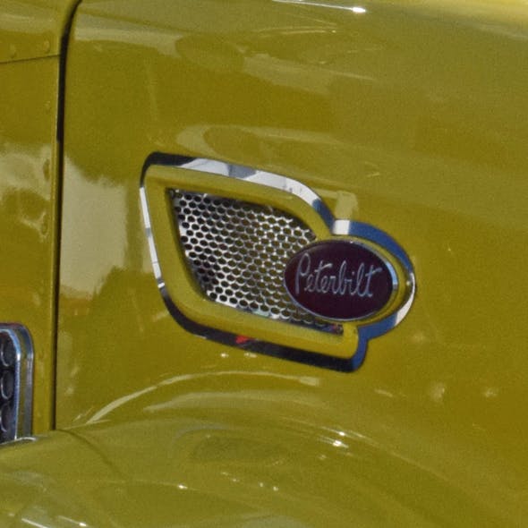 Peterbilt 384 & 386 Replacement Intake Screen With 1/4" Circle Holes On Yellow Truck