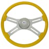 Classic Yellow 18" Steering Wheel With Chrome Bezel