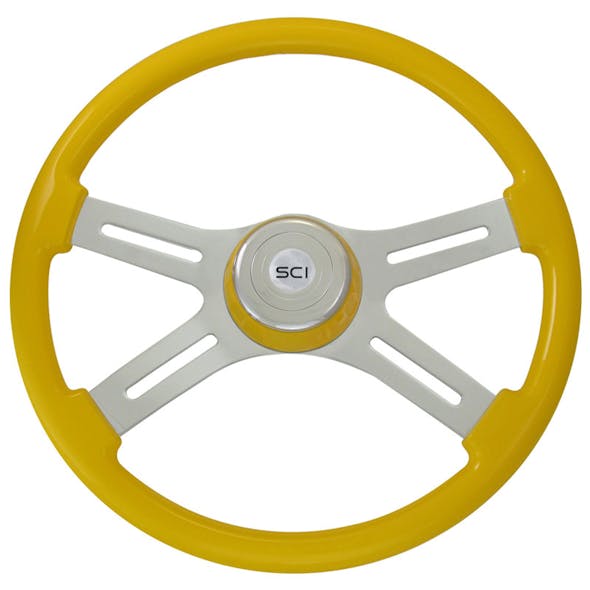 Classic Yellow 18" Steering Wheel With Yellow Bezel