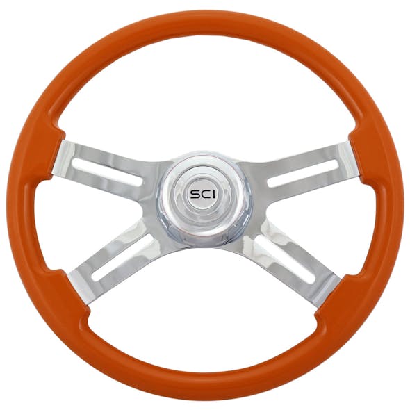 Classic Orange 18" Steering Wheel With Chrome Bezel