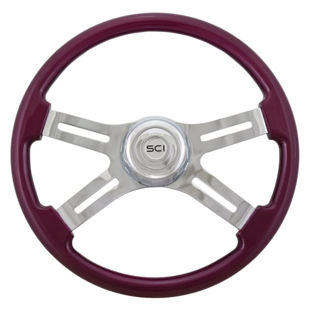 Classic Purple 18" Steering Wheel With Chrome Bezel