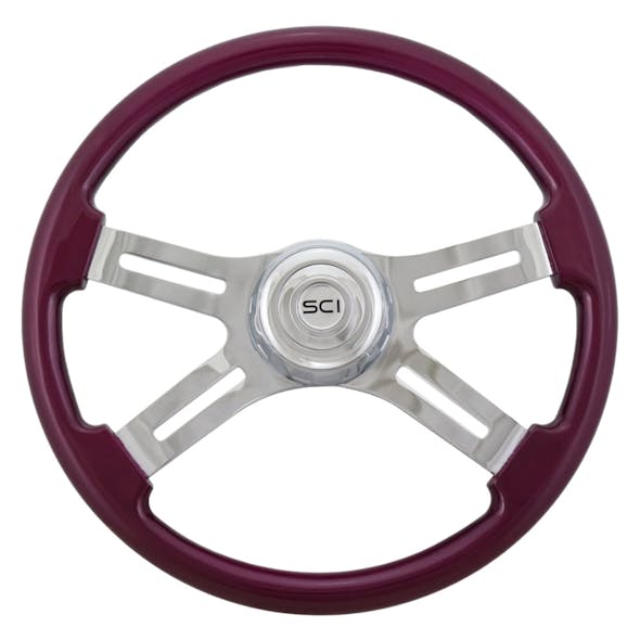 Classic Purple 18" Steering Wheel With Chrome Bezel