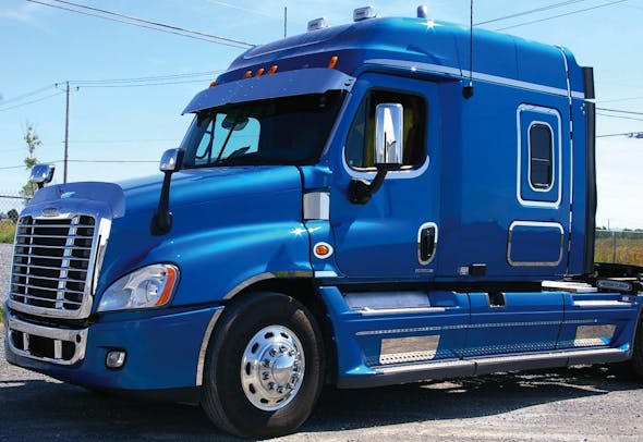 Hoodshield Bug Deflector for Freightliner Cascadia Side View