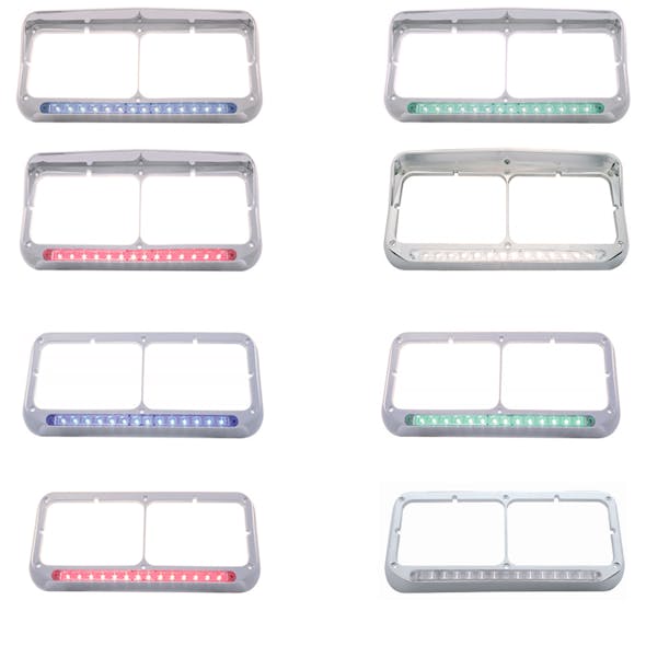 14 LED Rectangular Dual Headlight Bezel