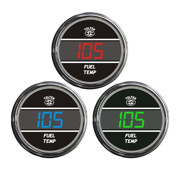 Inside Outside Auto Thermometer Gauge dual display for Kenworth 2006+ -  Bezel: Chrome - LED Color: Red