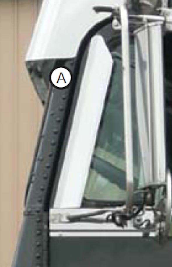 Freightliner Classic FLD FLA Window Air Deflector By Roadworks - Close Up View