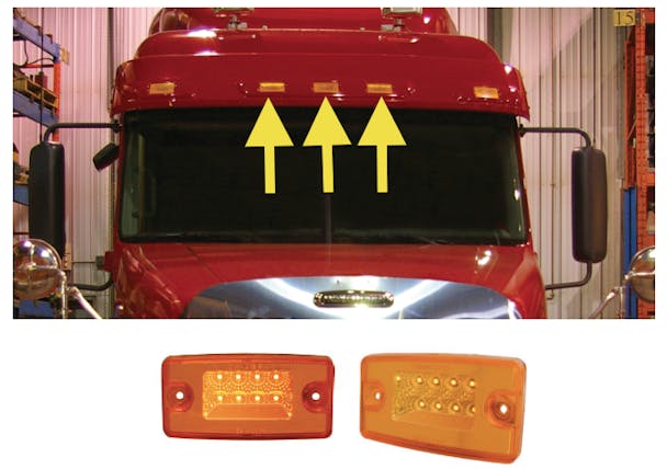 Freightliner Rectangular Amber LED Cab Light With 8 Diodes By Grand General
