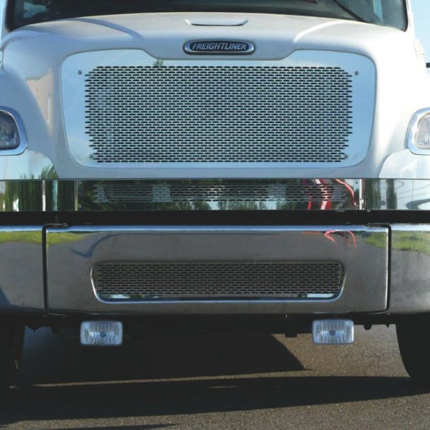 Freightliner M2 Stainless Steel Punch Grill Close Up