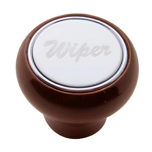 Wood Deluxe Dash Knob With Stainless Plaque - Wiper