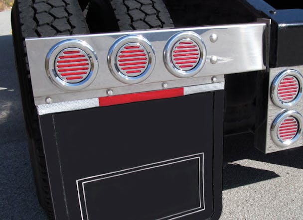 Stainless Steel Mud Flap Hangers With Flatline LED Lights & Red Lens