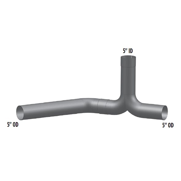 Peterbilt 359 Aluminized Y Pipe 14-12308Y - Dimensions