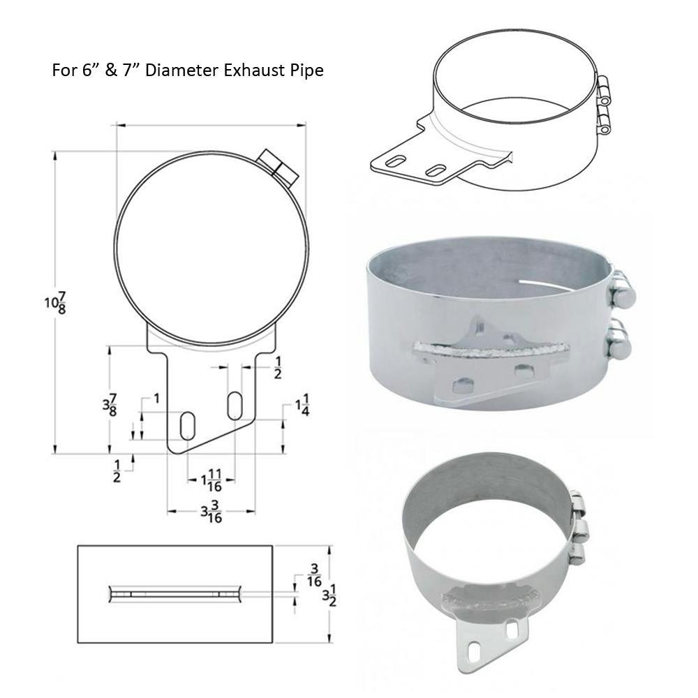 Peterbilt Wide Band Angled Exhaust Clamp Stainless Steel Raney's
