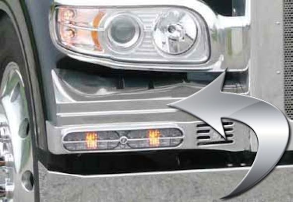 Peterbilt 388 389 Ribbed Fender Guard For Double JJ Blinker Bar With Arrow