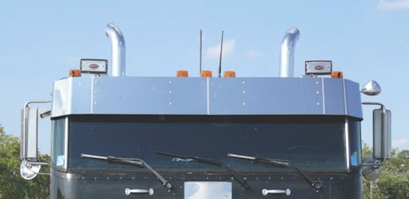 Peterbilt 362 Cabover Drop Visor With Dual Spotlight Cutouts