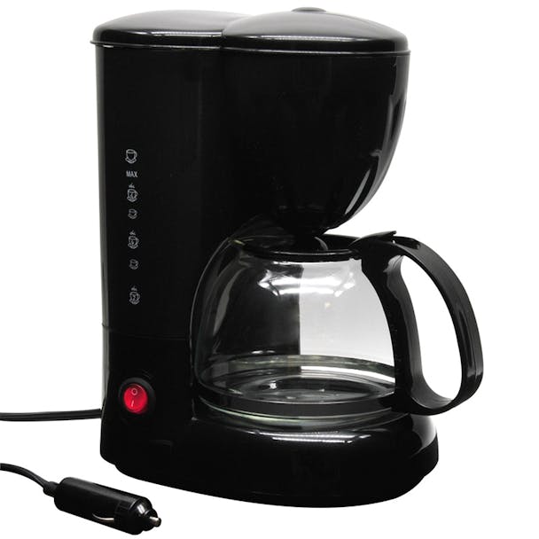 RoadPro Coffee Maker With 20 oz. Glass Carafe With Reusable Filter and Scoop