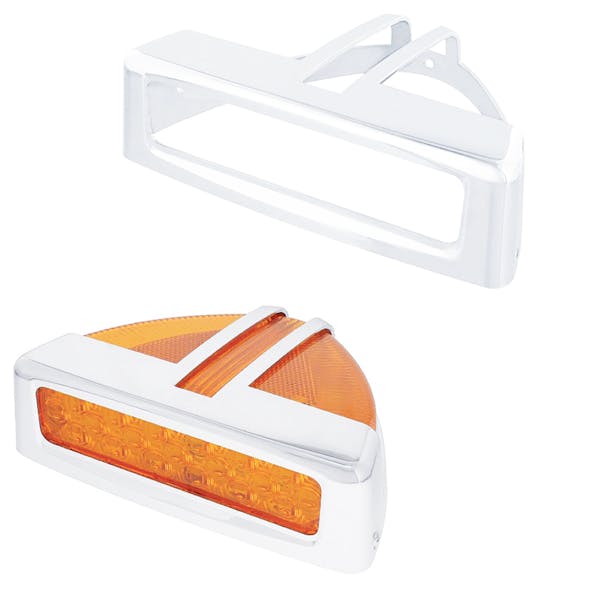 Chrome Low Profile Headlight Turn Signal Cover With and Without Light (not included)