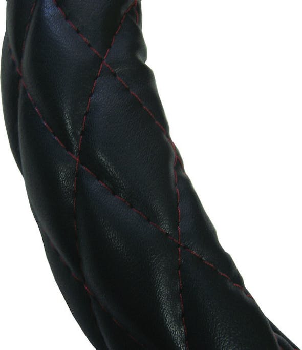 20" Diamond Cushion Steering Wheel Cover Red Stitch