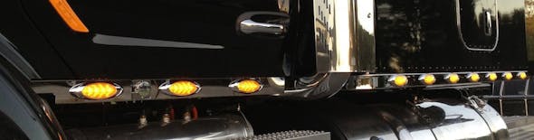Peterbilt 579 Stainless Steel Cab Panels Close Up