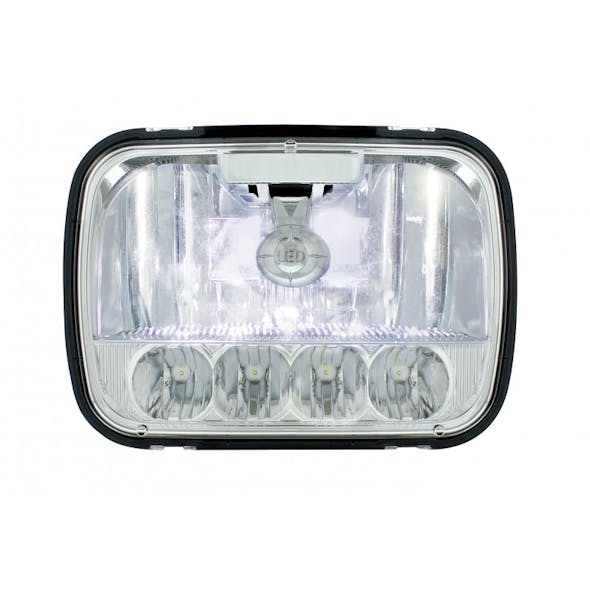 5" x 7" High Power LED High & Low Beam Crystal Headlight With Low Beams On