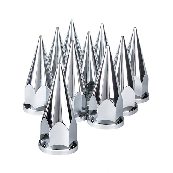 10 Pack of Chrome Plastic 33mm Push On Super Spike Nut Covers