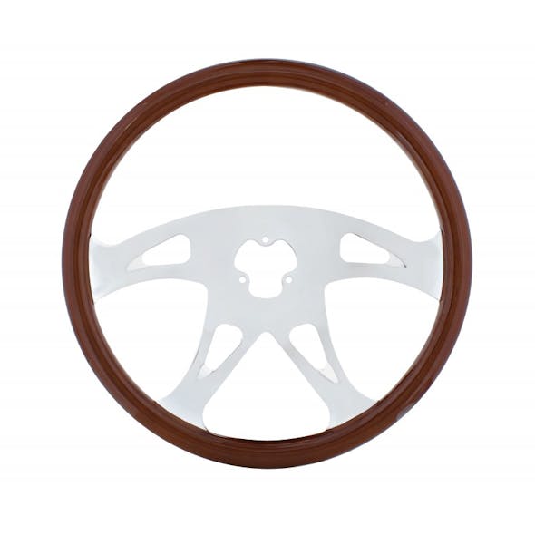 18 Mahogany 4 Chrome Spoke Boss Steering Wheel Without Hub