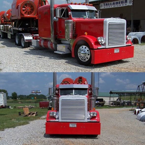 Universal Fiberglass 20" Bumper With Recessed License Mount Plate - Red Truck