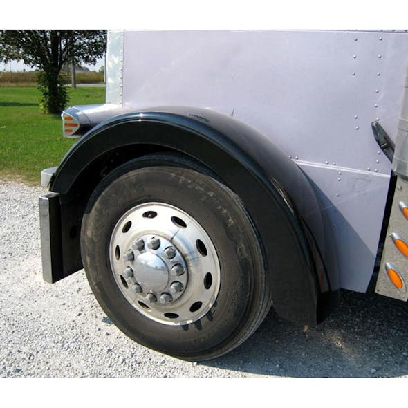 Peterbilt 379 "Old School" Fiberglass Front Fender Set Painted Black Angled View