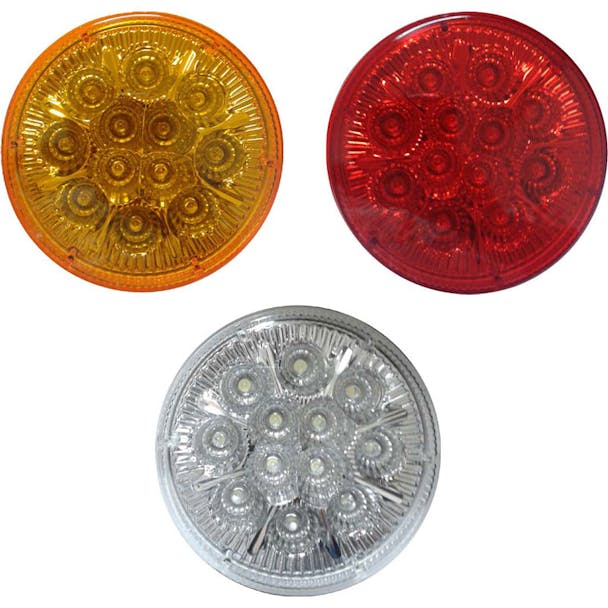 12 LED 4 Inch Round Red amber and clear STT and PTC Lights