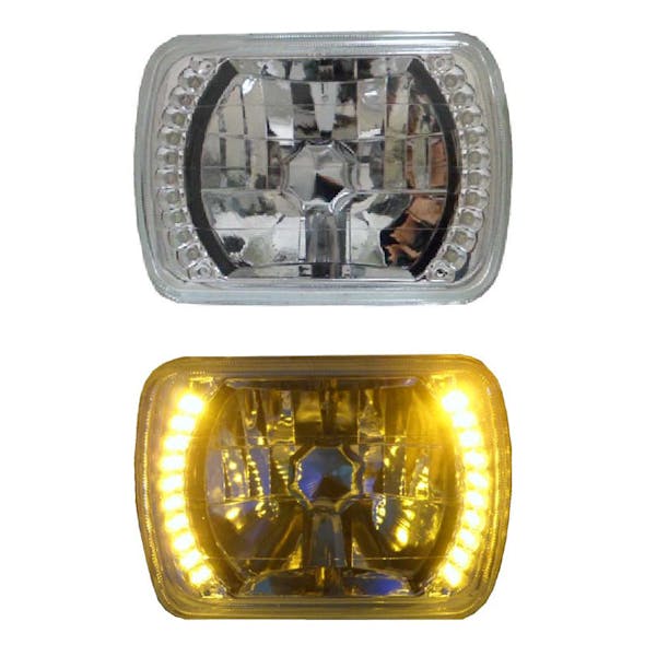 Halo Style Headlight White Amber
