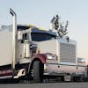 Kenworth W900 T600 T800 8” Stainless Steel Exhaust Kit Mitered Stack Side View On Truck