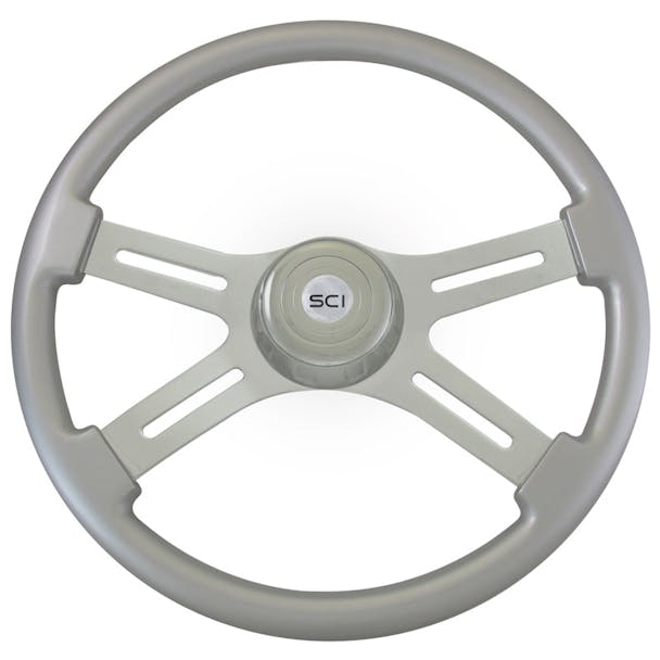 Classic Silver 18" Steering Wheel With Chrome Bezel