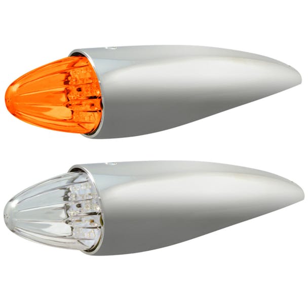 Two 19 Diode Amber LED Torpedo Cab Lights with Amber and Clear Lenses