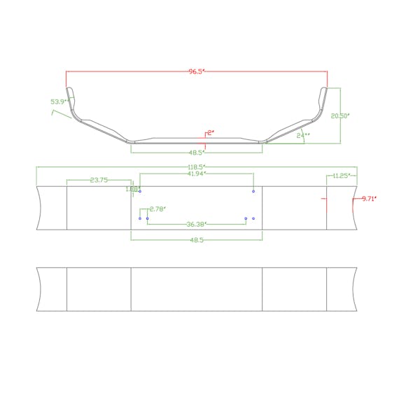 Kenworth T880 Replacement Bumper Dimensions