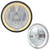 7" Round Crystal Headlight With LED Halo Ring Amber & White