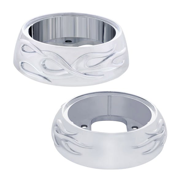 Chrome Flame Steering Wheel Horn Button Bezel