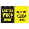 Polyguard Caution "Wide Turns" 24" x 30" Mud Flap Black Yellow
