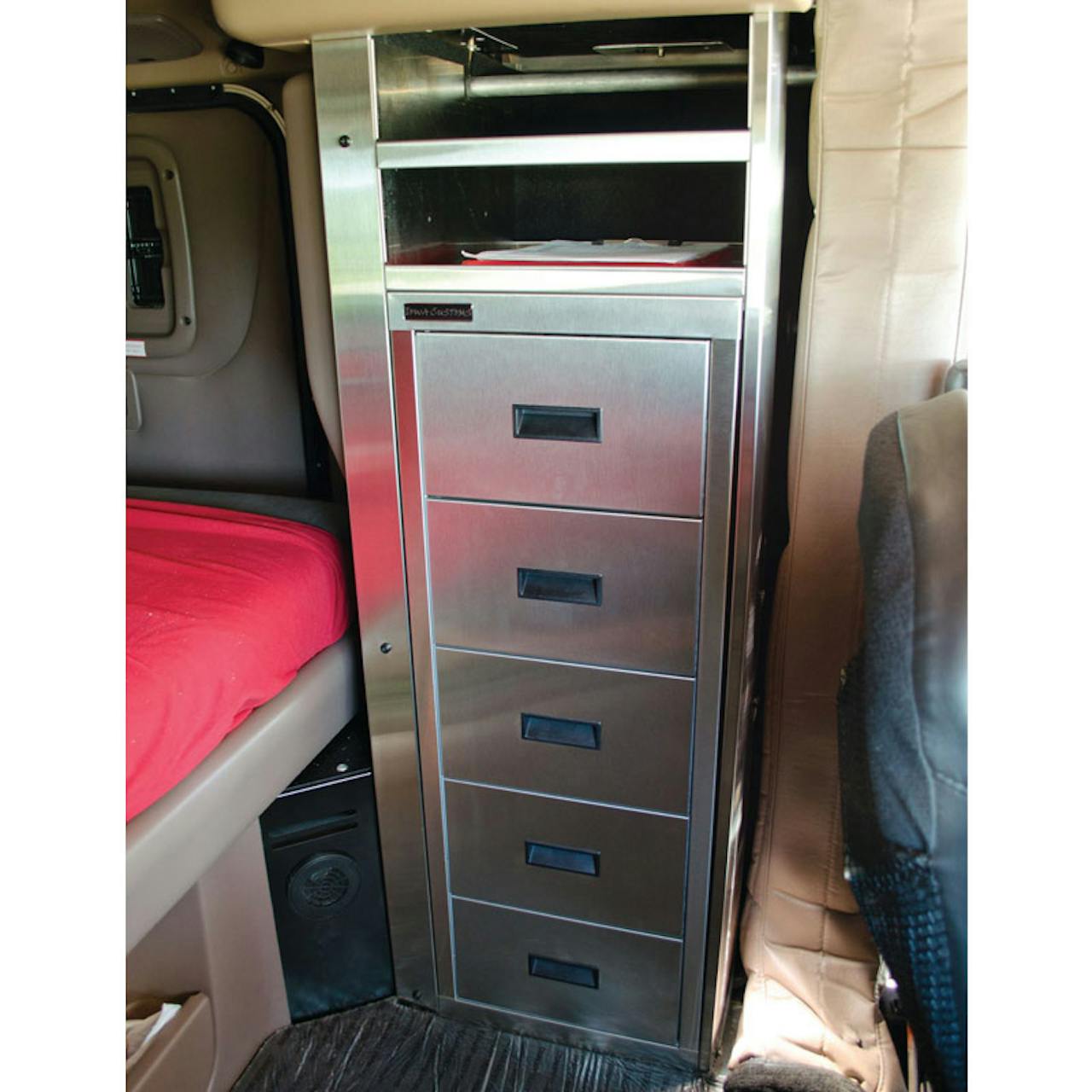 Black 2 Drawer Cabinet W/ Refrigerator Mount & Microwave Passenger Side For  Kenworth W900