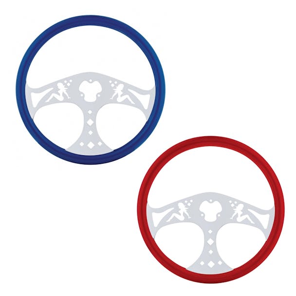 18" Color "Mudflap Girl" Steering Wheel With Chrome Spokes