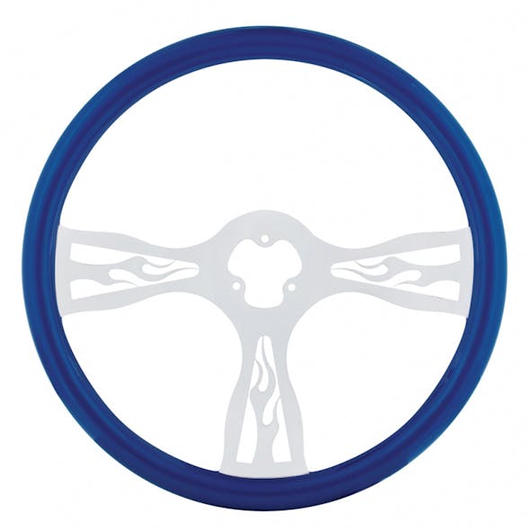 18" Color "Flame" Steering Wheel With Chrome Spokes Blue