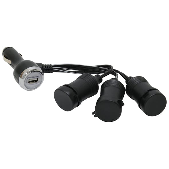 3-Way 12 Volt And USB Multi-Socket Power Adapter